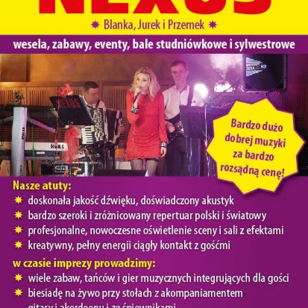 Zespół muzyczny Nexus z biesiadą i karaoke